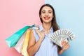 Cheerful young woman standing isolated Royalty Free Stock Photo