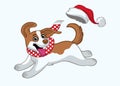 Cheerfull cartoon Jack Russell puppy celebrating Christmas Royalty Free Stock Photo