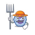 Cheerfully Farmer basophil cell cartoon picture with hat and tools