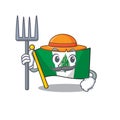 Cheerfully Farmer flag norfolk island cartoon picture with hat and tools