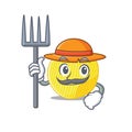 Cheerfully Farmer potato chips cartoon picture with hat and tools