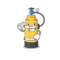 Cheerfully oxygen cylinder making Thumbs up gesture Royalty Free Stock Photo