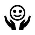 Cheerfulness, confident icon. Black vector graphics