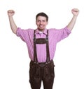 Cheering bavarian guy with leather pants Royalty Free Stock Photo