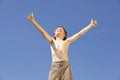 Cheering boy posing thumbs up Royalty Free Stock Photo