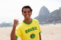 Cheering brazilian sports fan at Rio de Janeiro Royalty Free Stock Photo