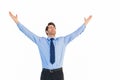 Cheering businessman with his arms raised up Royalty Free Stock Photo