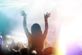 Cheering crowd at concert enjoying music performance Royalty Free Stock Photo