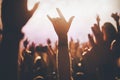 Cheering crowd at concert enjoying music performance Royalty Free Stock Photo