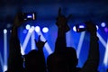 Cheering crowd at a rock concert Royalty Free Stock Photo