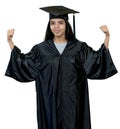 Cheering graduate computer science student from India with academic dress Royalty Free Stock Photo