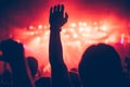 Cheering crowd at concert enjoying music performance Royalty Free Stock Photo