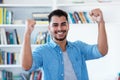 Cheering mexican hipster man with beard Royalty Free Stock Photo