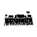 Cheering or protesting crowd silhouettes Royalty Free Stock Photo