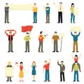 Cheering Protesting People Decorative Icons Set
