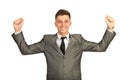 Cheering successful business man Royalty Free Stock Photo