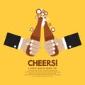 Cheering Of Two Bottles Beer Royalty Free Stock Photo