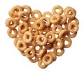 Cheerios cereal in a heart shape isolated on white Royalty Free Stock Photo