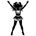 Cheerleader black and white seated. vector illustration Royalty Free Stock Photo