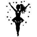 Cheerleader black and white seated. vector illustration Royalty Free Stock Photo