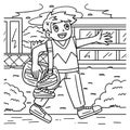 Cheerleader Boy with Duffel Bag Coloring Page