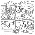 Cheerleader Boy with Water Bottle Coloring Page