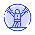 Cheerleader, Cheerleading, Encourage, Fan Blue Dotted Line Line Icon