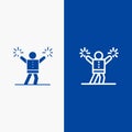 Cheerleader, Cheerleading, Encourage, Fan Line and Glyph Solid icon Blue banner Line and Glyph Solid icon Blue banner Royalty Free Stock Photo