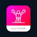 Cheerleader, Cheerleading, Encourage, Fan Mobile App Button. Android and IOS Line Version