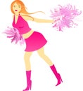 Cheerleader dance with pompons Royalty Free Stock Photo