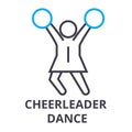 Cheerleader dance thin line icon, sign, symbol, illustation, linear concept, vector Royalty Free Stock Photo