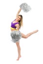 Cheerleader dancer from cheerleading team jumping and dancing
