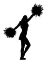 Cheerleader dancer figure vector silhouette illustration isolated. Cheer leading girl sport support.