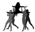 Cheerleader dancers figure vector silhouette illustration isolated. Cheer leading girl sport support. High school, college cheerle