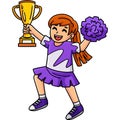 Cheerleader Girl Trophy Pompoms Cartoon Clipart Royalty Free Stock Photo