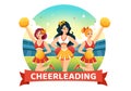 Cheerleader Girl Vector Illustration with Cheerleading Pom Poms of Dancing and Jumping to Support Team Sport During Competition