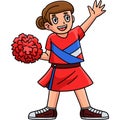 Cheerleader Girl Waving Pompoms Cartoon Clipart Royalty Free Stock Photo