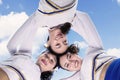 Cheerleader girls looking down at the camera Royalty Free Stock Photo