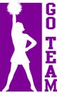 Cheerleader Go Team Purple/EPS Royalty Free Stock Photo