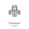 cheerleader icon vector from basketball collection. Thin line cheerleader outline icon vector illustration. Linear symbol for use