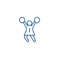 Cheerleader line icon concept. Cheerleader flat vector symbol, sign, outline illustration.