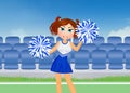 Cheerleader with pom poms