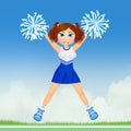Cheerleader with pom poms