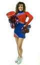 Cheerleader with pom poms and Megaphone Royalty Free Stock Photo