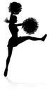 Cheerleader with Pom Poms Silhouette