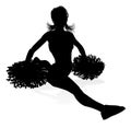 Cheerleader with Pom Poms Silhouette Royalty Free Stock Photo