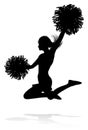 Cheerleader with Pom Poms Silhouette Royalty Free Stock Photo