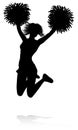 Cheerleader with Pom Poms Silhouette Royalty Free Stock Photo
