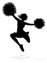 Cheerleader with Pom Poms Silhouette