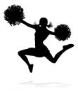 Cheerleader Pom Poms Silhouette Royalty Free Stock Photo